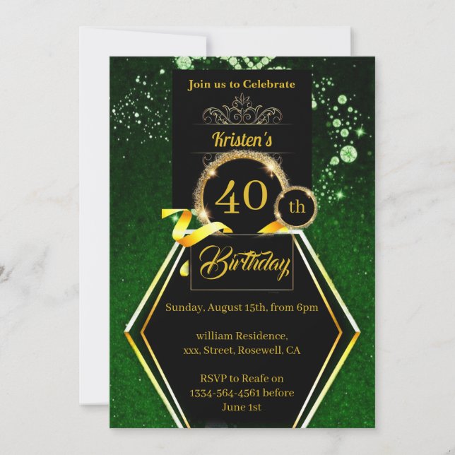 Convite de aniversário personalizável (Frente)