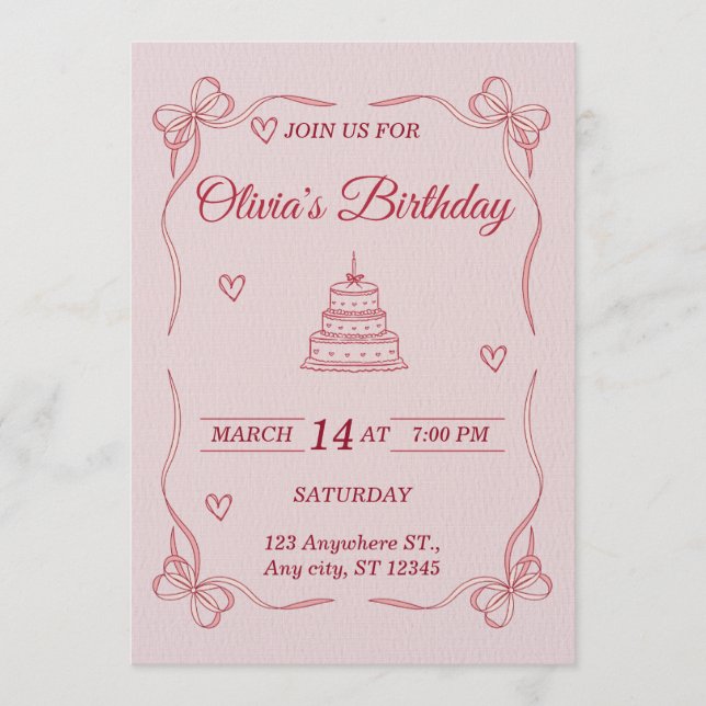 Convite de Aniversário Personalizável - Elegante (Frente)
