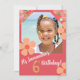 Convite de Aniversário Personalizável - Floral-Ros