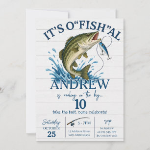 Convite de Aniversário Pessoal de Pesca O-PESCA-L