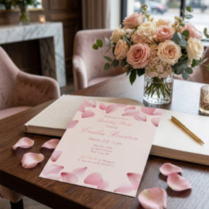 Convite de Aniversário Pétalas de Rosa Rosa Bege E