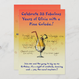 Convite de aniversário Pina Colada