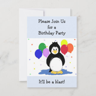 Convite de Aniversário Pinguim e Balões
