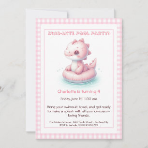 Convite de Aniversário Pink Dino-Mite para Festa n