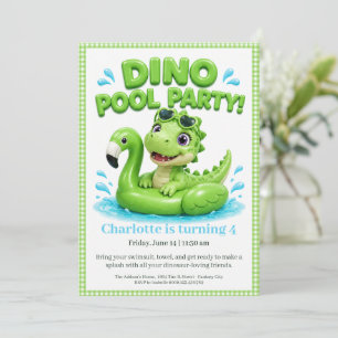 Convite de Aniversário Pink Dino-Mite para Festa n
