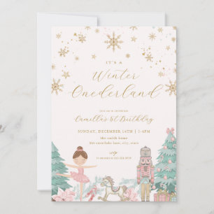 Convite de Aniversário Pink Nutcracker Winter Oned
