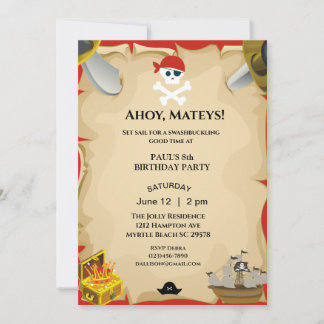 Convite de aniversário Pirata