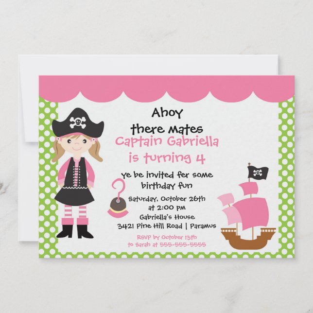 Convite de aniversário Pirata Ahoy Mates (Frente)