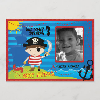 Convite de aniversário Pirata, Ahoy Matey!