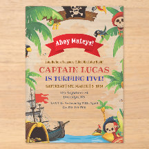 Convite de Aniversário Pirata Ahoy Matey Meninos
