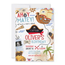 Convite de Aniversário Pirata Ahoy Matey para Cria