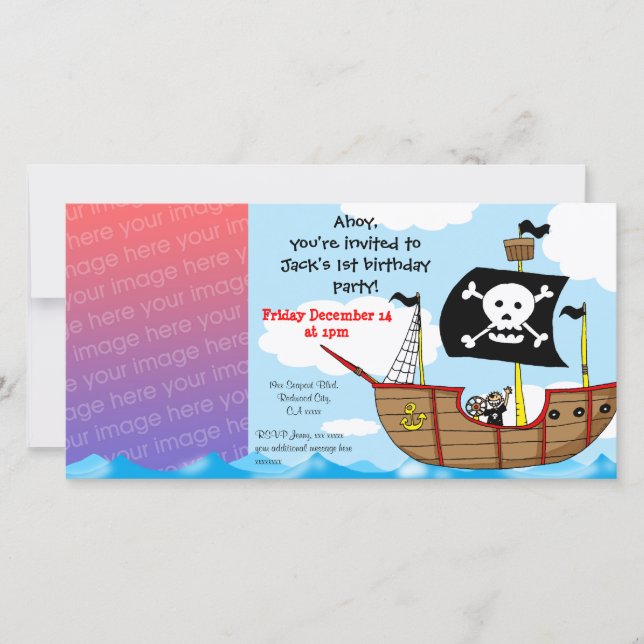 Convite de Aniversário Pirata - Modelo de Entrega  (Frente)