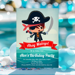 Convite de aniversário pirata para um menino Pir