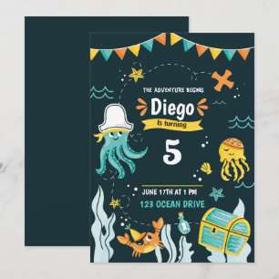 Convite de Aniversário Pirata Sob o Mar