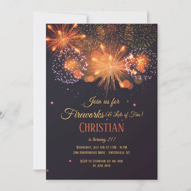 Convite de aniversário pirotécnico (Frente)