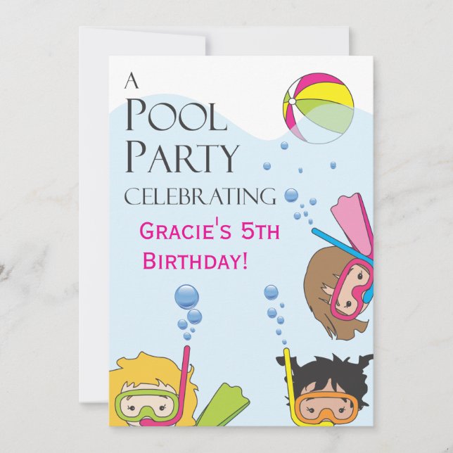 Convite de aniversário Piscina (Frente)