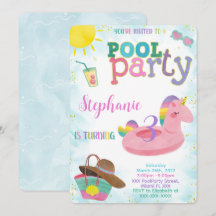Convite de Aniversário Piscina Legal