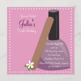 Convite de Aniversário Polonês para unhas rosa