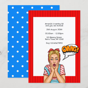 Convite de Aniversário Pop Art em Quadrinhos
