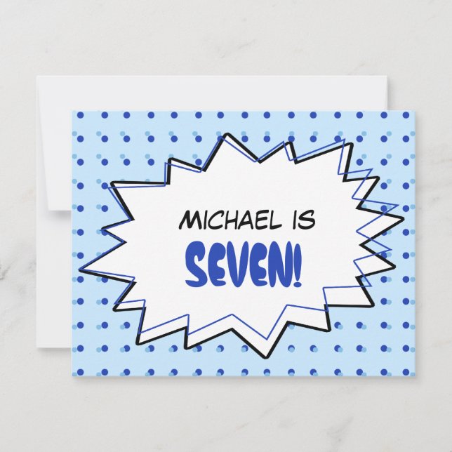 Convite de aniversário Pop de arte azul (Frente)