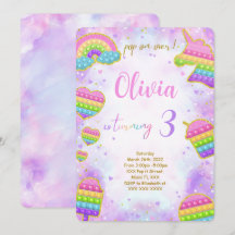 Convite de Aniversário Pop it