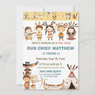 Convite de aniversário Pow Wow para nativos americ