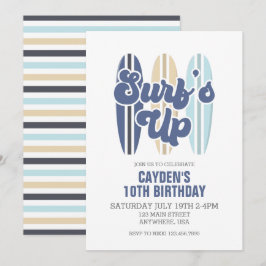 Convite de Aniversário Praia de Surf's Up Surfboar