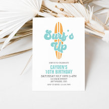 Convite de Aniversário Praia de Surf's Up Surfboar