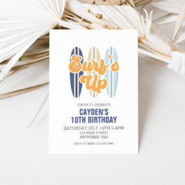 Convite de Aniversário Praia de Surf's Up Surfboar