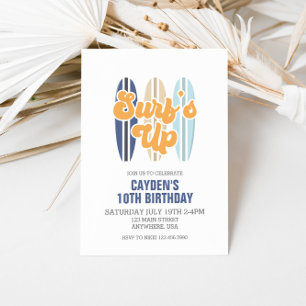 Convite de Aniversário Praia de Surf's Up Surfboar