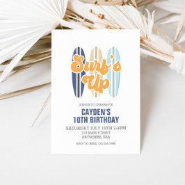 Convite de Aniversário Praia de Surf's Up Surfboar