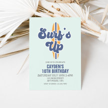 Convite de Aniversário Praia de Surf's Up Surfboar