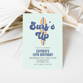 Convite de Aniversário Praia de Surf's Up Surfboar