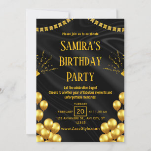 Convite de Aniversário Preto e Amarelo