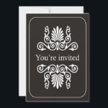 Convite de aniversário preto e branco<br><div class="desc">Convide a família e os amigos a comemorar um marco miliário em sua vida com este convite de festas preto e branco. Personalize com seus detalhes. O partido convida pode igualmente ser personalizado para outros partidos especiais. Você pode mudar o tamanho do texto, cor e a pia batismal clicando no...</div>
