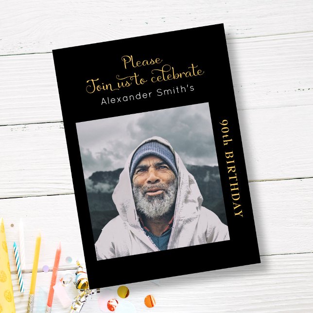 Convite De Aniversário Preto E Dourado (Criador carregado)