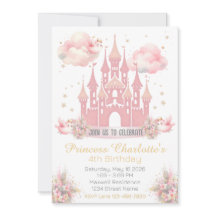 Convite de Aniversário Princesa Castelo Aquarela