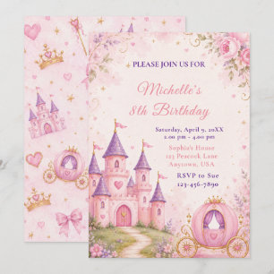 Convite de Aniversário Princesa Castelo e Carruage