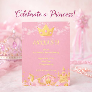 CONVITE DE ANIVERSÁRIO PRINCESA COR DE PÊSSEGO