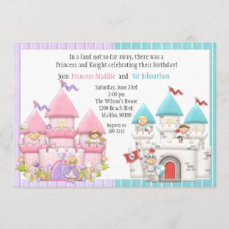 Convite de aniversário Princesa e Cavaleiro