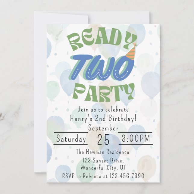 Convite de Aniversário Pronto Para a Festa (Frente)