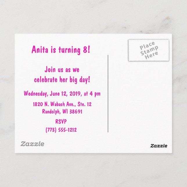 Convite de Aniversário #Proud2BNaturalMe Postcard (Verso)