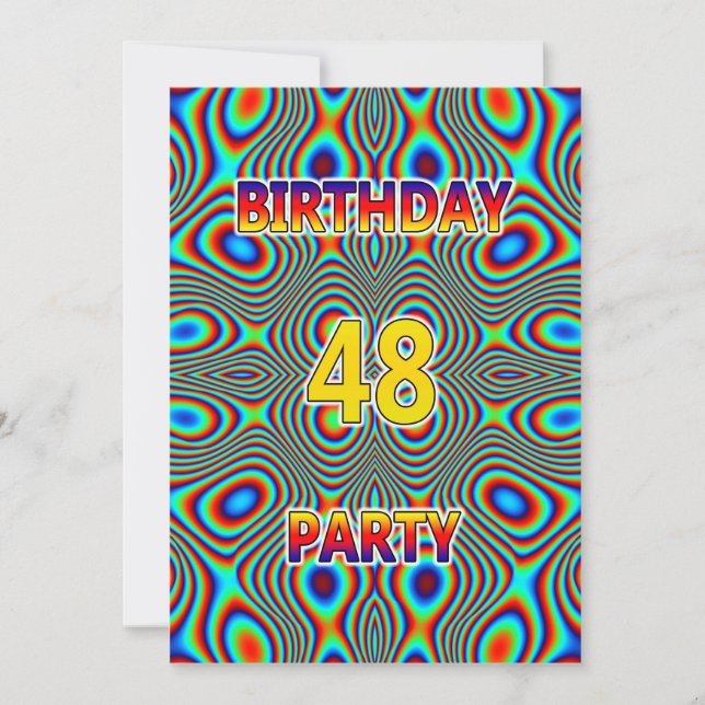 Convite de aniversário Psicodélico 48º (Frente)