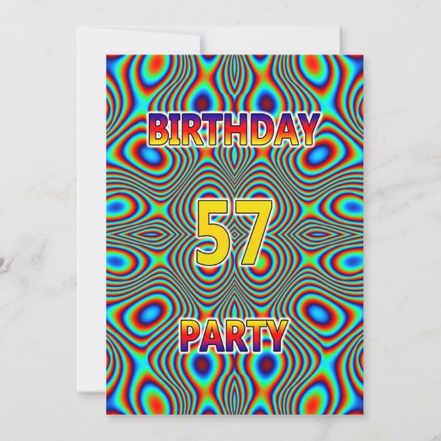 Convite de aniversário Psicodélico 57º (Frente)