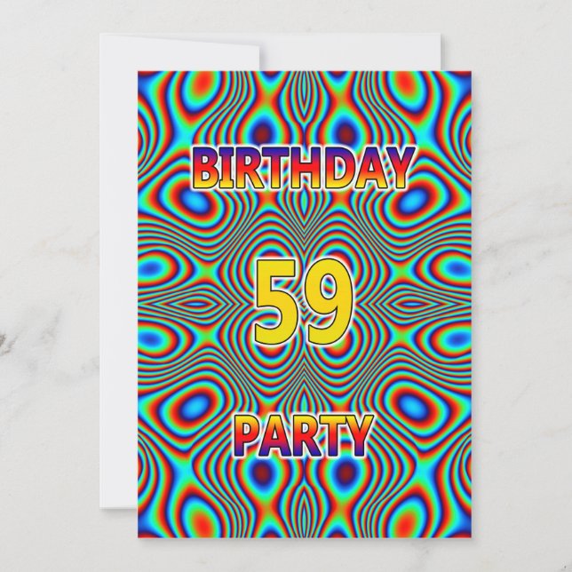 Convite de aniversário Psicodélico 59º (Frente)