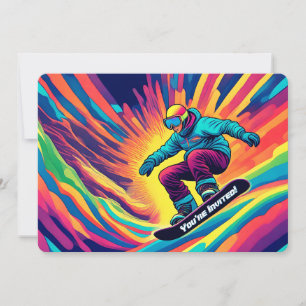Convite de Aniversário Psicodélico Snowboard