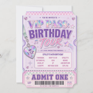 Convite de Aniversário Purple VIP Pass Show