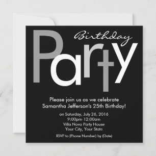 Convite de aniversário Quadrado do Tipo Branco Pre