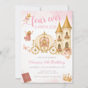Convite de Aniversário Quatro Vezes Princesa