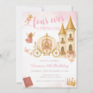 Convite de Aniversário Quatro Vezes Princesa